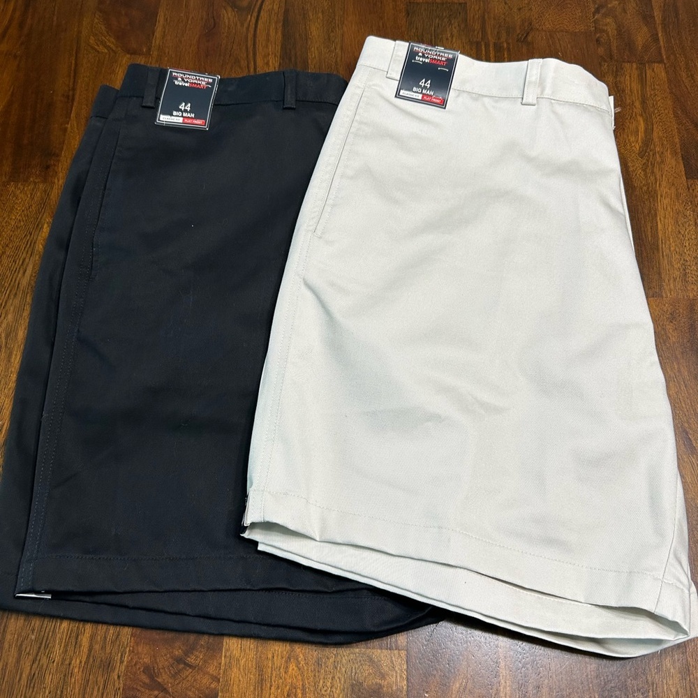 Lot Of 2 Roundtree And Yorke Travel Smart Shorts Mens Big Size 44 NWT Black Tan